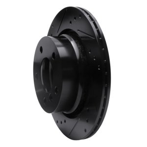 BMW Z4 Brake Rotor (1) - Rear Left - R1 Concepts - Drilled & Slotted - Black - `03-`08